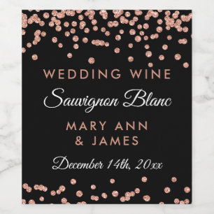 Hochzeitweilige Rose Wein Label Gold Glitzer Confe Weinetikett