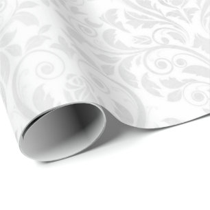 Hochzeitweiße Damaske Stilvolles Herz & Rose Wrapp Geschenkpapier
