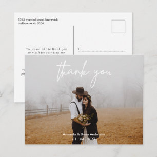 Hochzeitweiße Kalligraphie Danke Foto Postcard Postkarte