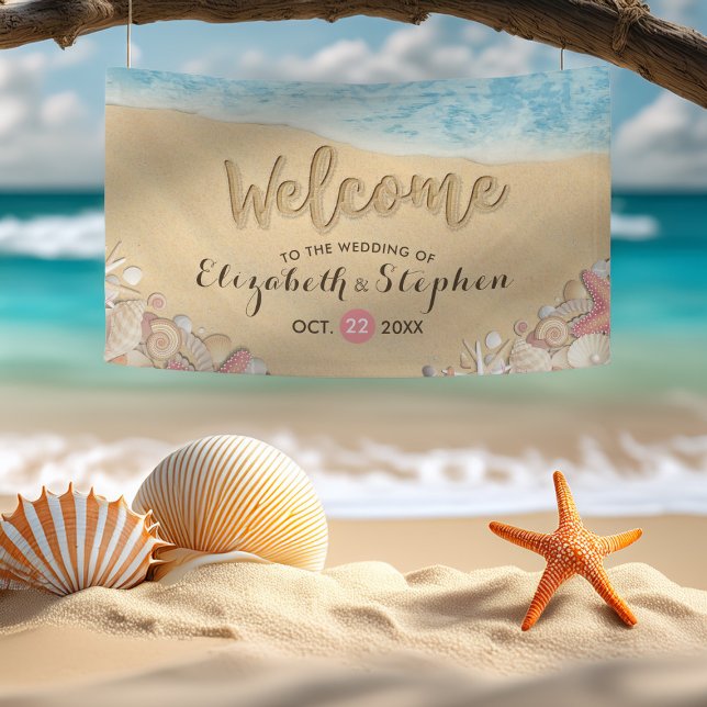 Hochzeitwillkommene Summer Beach Starfish Muscheln Banner (Von Creator hochgeladen)
