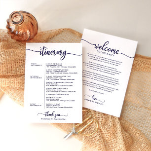 Hochzeitwochenende Begrüßungsreise Chic Navy Blau Einladung