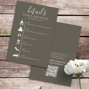 Hochzeitzeitzeitband - Graue Details QR-UAWG Begleitkarte