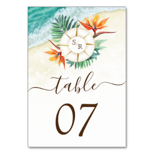 Hochzeitziel World Map Compass Monogram Tischnummer