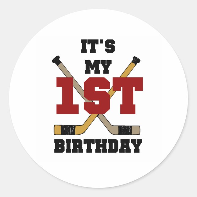 Hockey 1. Geburtstag Runder Aufkleber (Vorderseite)