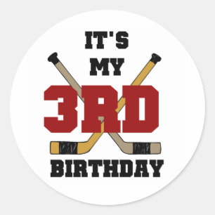 Hockey 3. Geburtstagsgeschenke Runder Aufkleber