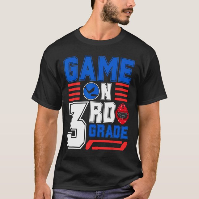 Hockey 3rd Grade Game Day Ck To School For Boys Gi T-Shirt (Vorderseite)