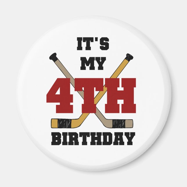 Hockey 4. Geburtstag Tshirts und Geschenke Magnet (Vorne)