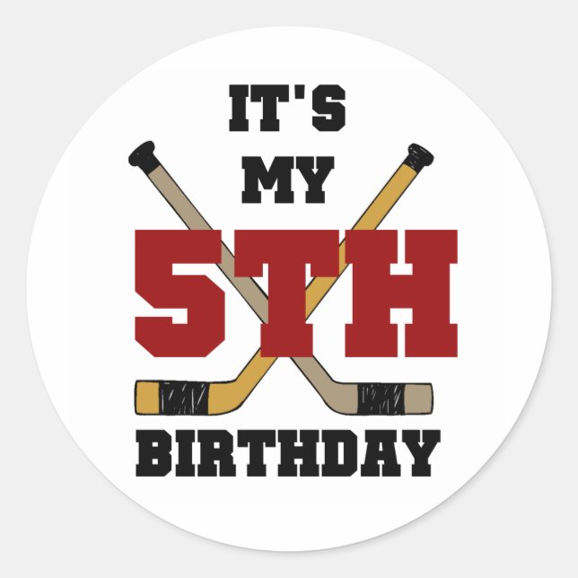Hockey 5. Geburtstagsgeschenke Runder Aufkleber (Vorderseite)