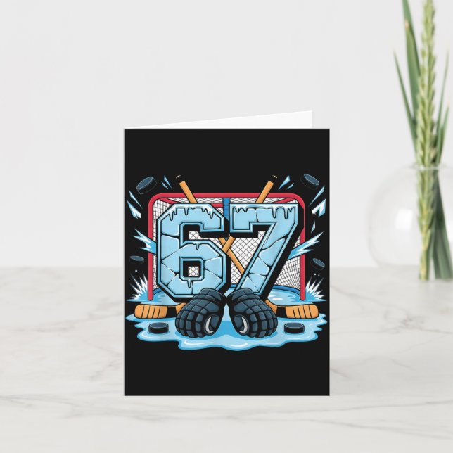 Hockey 67 Drip Ice Rink Gloves Meme Six Seven Srts Karte (Vorderseite)