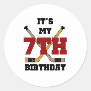 Hockey 7. Geburtstag Runder Aufkleber