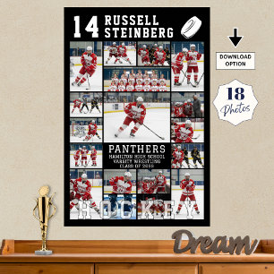 Hockey-Absolventen-Abschluss 18 Foto-Collage Poster
