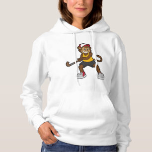 Hockey-Affe mit Hockeystick Hoodie