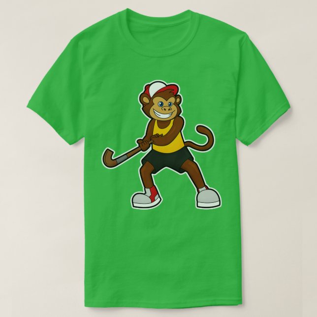 Hockey-Affe mit Hockeystick T-Shirt (Design vorne)