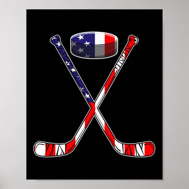 Hockey American Flag 4. Juli Spaß Männer Jungs Kin Poster (Vorne)