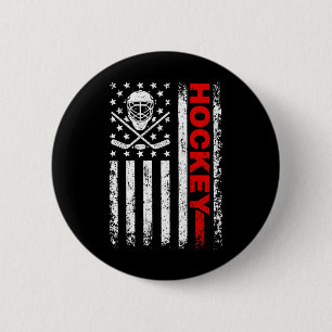Hockey American Flag Coole Eishockey Spieler Männe Button