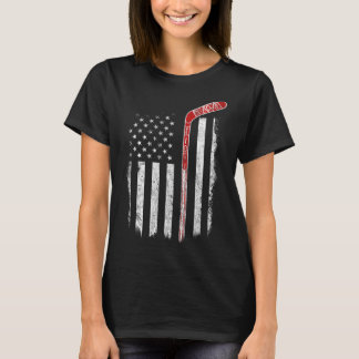 Hockey American Flag Hockey Flag T-Shirt