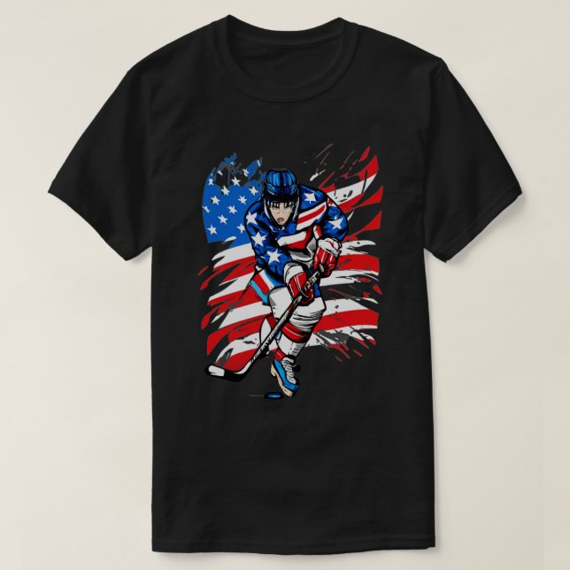 Hockey American Flag Hockey T-Shirt (Design vorne)