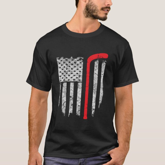 Hockey American Flag Hockey T-Shirt (Vorderseite)