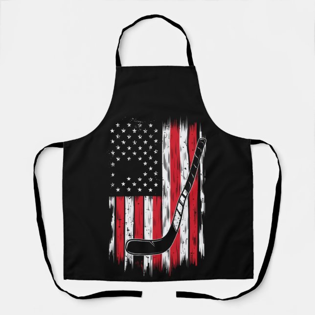 Hockey American Flag Sport Retro Vintag Schürze (Vorderseite)