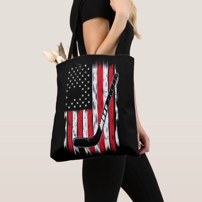 Hockey American Flag Sport Retro Vintag Tasche (Von Nahem)