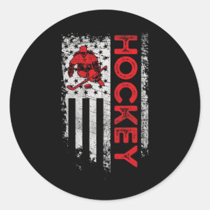Hockey American Flag USA Patriotische Hockey-Spiel Runder Aufkleber