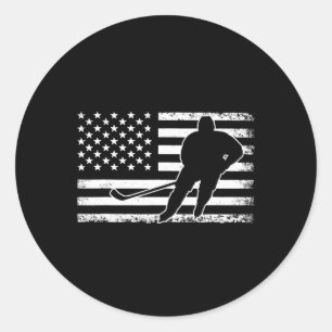 Hockey American USA Flag Eishockey Spieler Herren  Runder Aufkleber