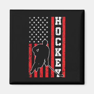 Hockey American USA Flag Men Boys 4. Juli Hock Magnet