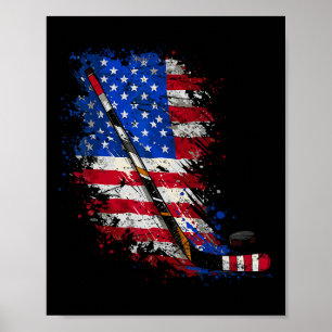 Hockey-Amerikanische Flagge 4. Juli  Poster