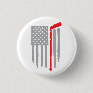 Hockey-Amerikanische Flagge Button