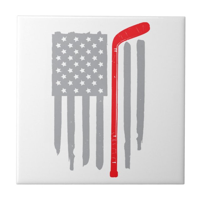 Hockey-Amerikanische Flagge Fliese (Vorderseite)