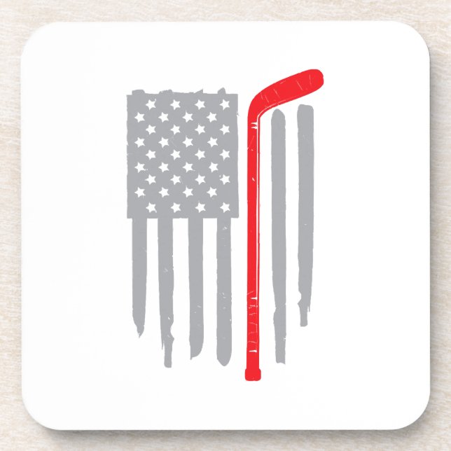 Hockey-Amerikanische Flagge Getränkeuntersetzer (Vorderseite)