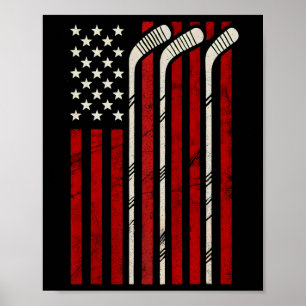 Hockey Amerikanische Flagge Hockey Us Flagge Spiel Poster