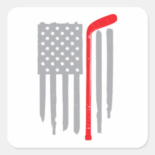 Hockey-Amerikanische Flagge Quadratischer Aufkleber