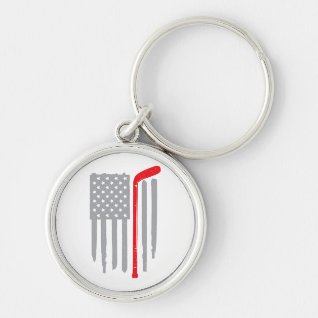 Hockey-Amerikanische Flagge Schlüsselanhänger (Vorne)