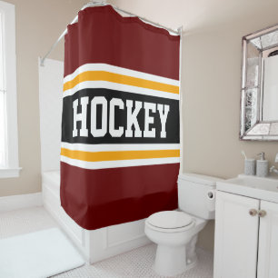 HOCKEY Athletic Bold Red Black Yellow Stripes Duschvorhang