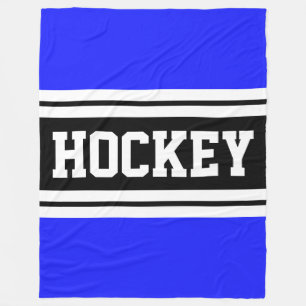 HOCKEY Athletic Bright Blue Black Racing Streifen Fleecedecke