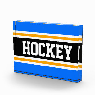 HOCKEY Athletic Bright Blue Black Yellow Stripes Fotoblock