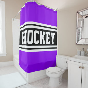 HOCKEY Athletic Hellviolett Schwarze Rennstreifen Duschvorhang
