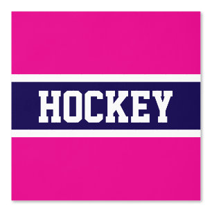 HOCKEY Athletic Hot Pink Navy Blue White Stripes Tapete