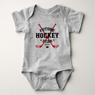 Hockey Baby Bodysuit Future Hockey Star Red Sticks Strampler