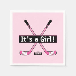 Hockey Baby Es ist ein Girl Pink Hockey Sticks Serviette