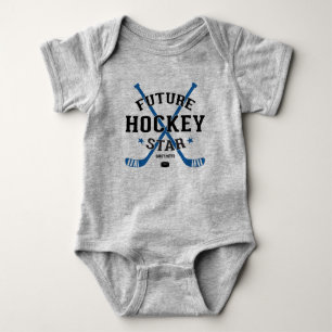 Hockey Baby Future Hockey Star Blue Sticks Puck Strampler