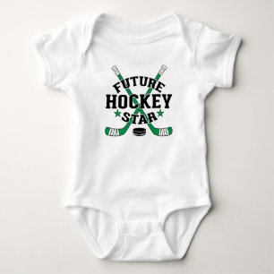 Hockey Baby Future Hockey Star Green Hockey Sticks Baby Strampler