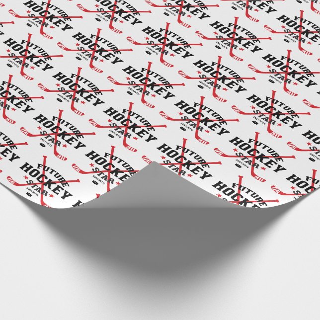 Hockey Baby Future Hockey Star Red Hockey Sticks Geschenkpapier (Ecke)
