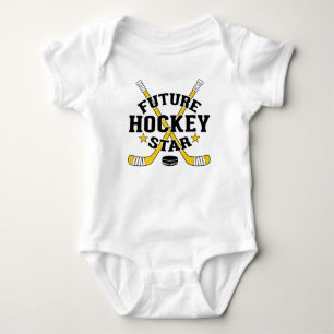 Hockey Baby Future Hockey Star Yellow Sticks Puck Strampler