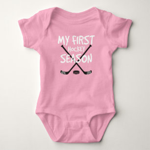 Hockey Baby Girl My First Hockey Season Sticks Strampler