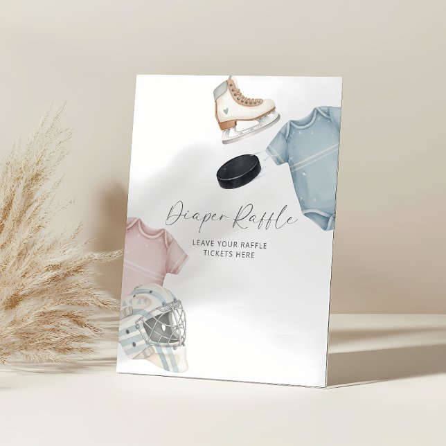 Hockey baby shower, ice hockey diaper raffle sockelschild (ice hockey diaper raffle sign)