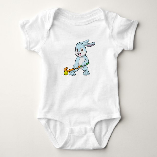 Hockey bei Feldhockey mit Hockeystick Baby Strampler (Vorderseite)