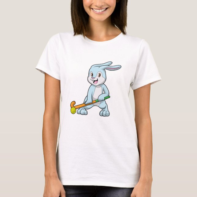 Hockey bei Feldhockey mit Hockeystick T-Shirt (Vorderseite)
