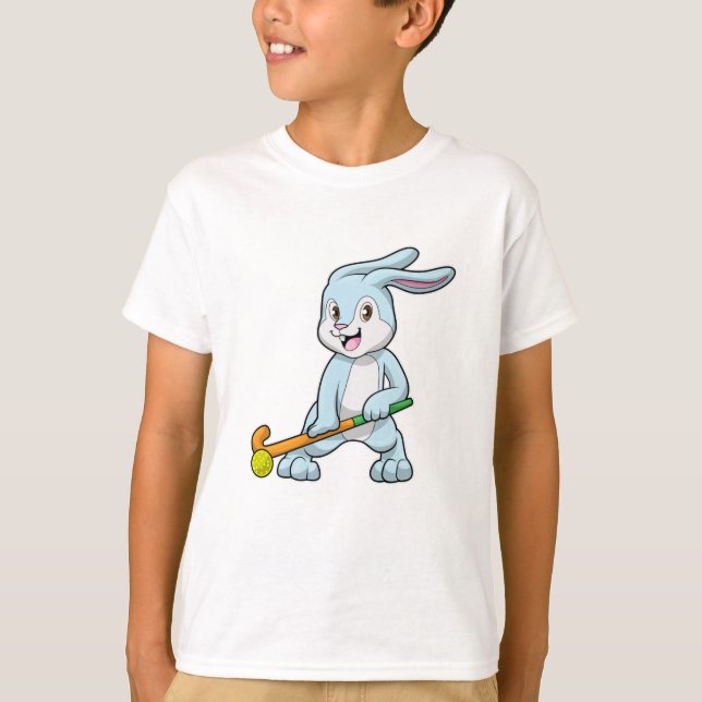 Hockey bei Feldhockey mit Hockeystick T-Shirt (Vorderseite)